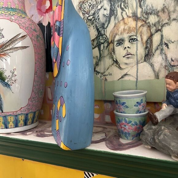 Indonesian Painted Wood Folk Art Lion Vintage - Picture 11 of 11